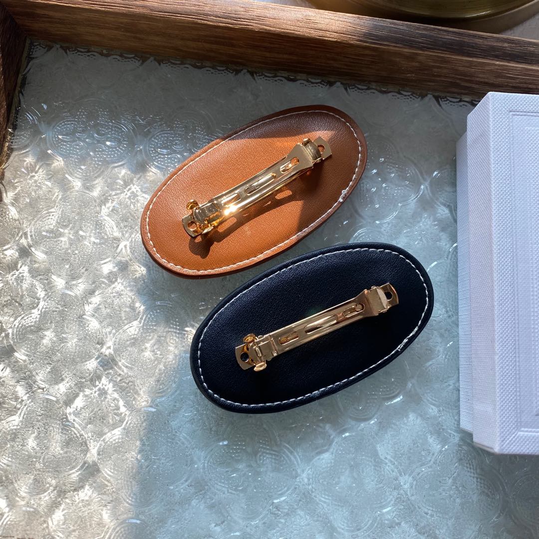 New Celine Leather Hair Clasp: Minimalist Fold-Over Clip in Classic Colors 10 i1735189431965 4222 0 1