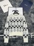 Dior Clothing Sweatshirts Black White Printing Fall/Winter Collection
