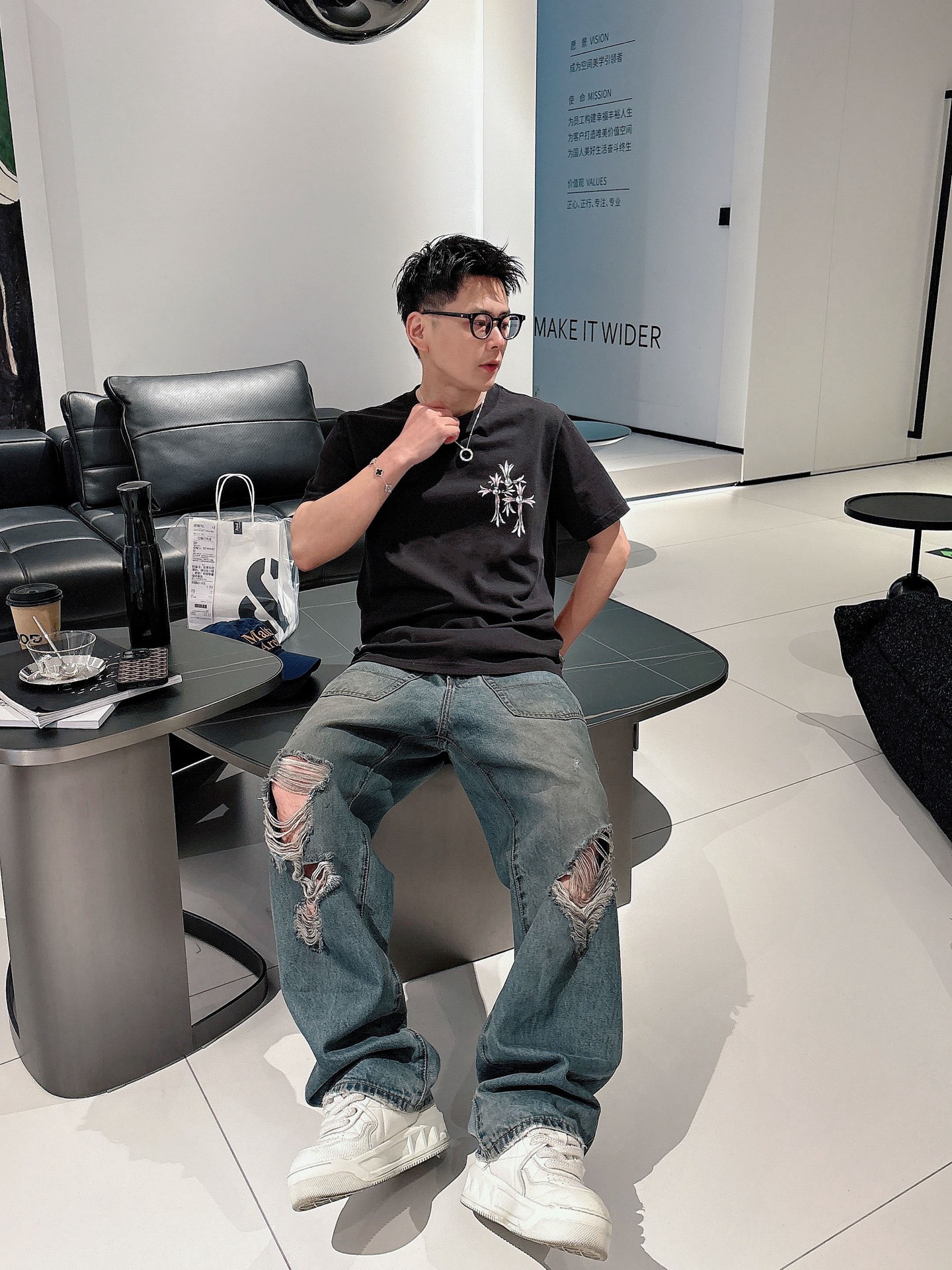 Chrome Hearts Men's Black Cotton T-Shirt With Cross Logo, Casual Style 7 i1740734734214 4126 0 4