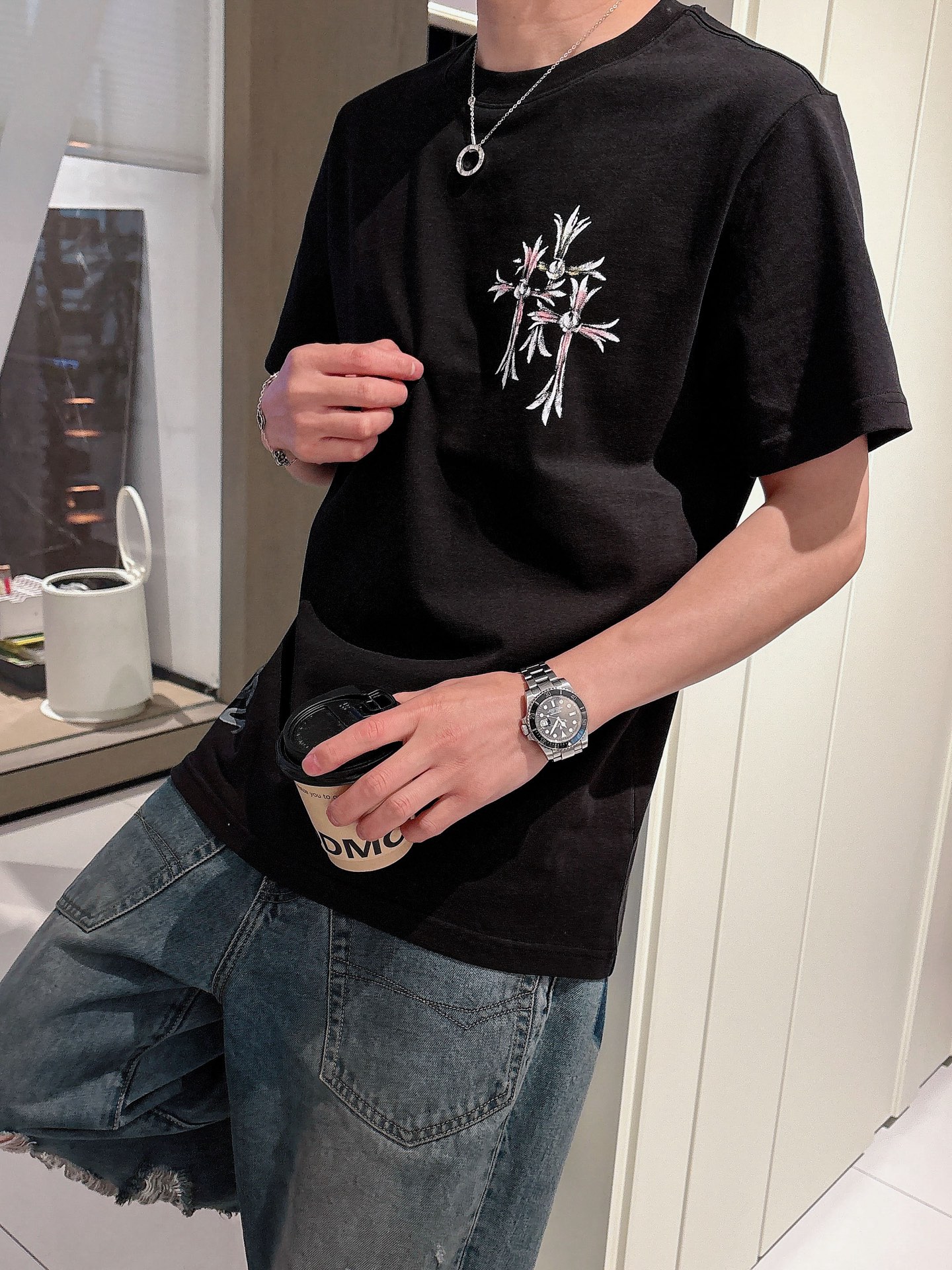Chrome Hearts Men's Black Cotton T-Shirt With Cross Logo, Casual Style 9 i1740734737382 6033 0 8