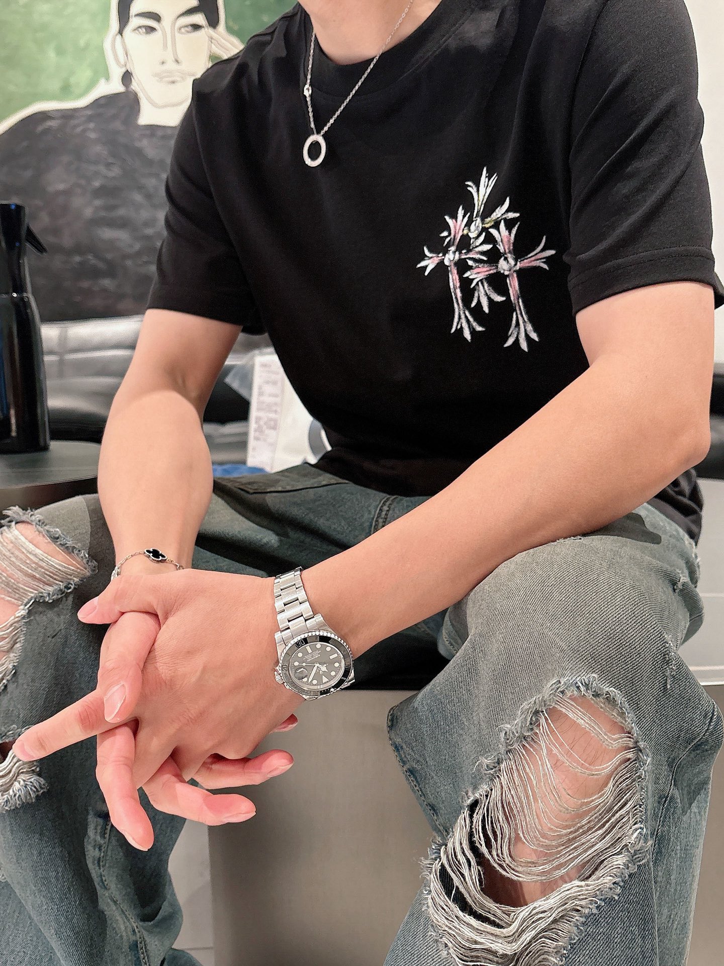 Chrome Hearts Men's Black Cotton T-Shirt With Cross Logo, Casual Style 8 i1740734737436 524 0 7