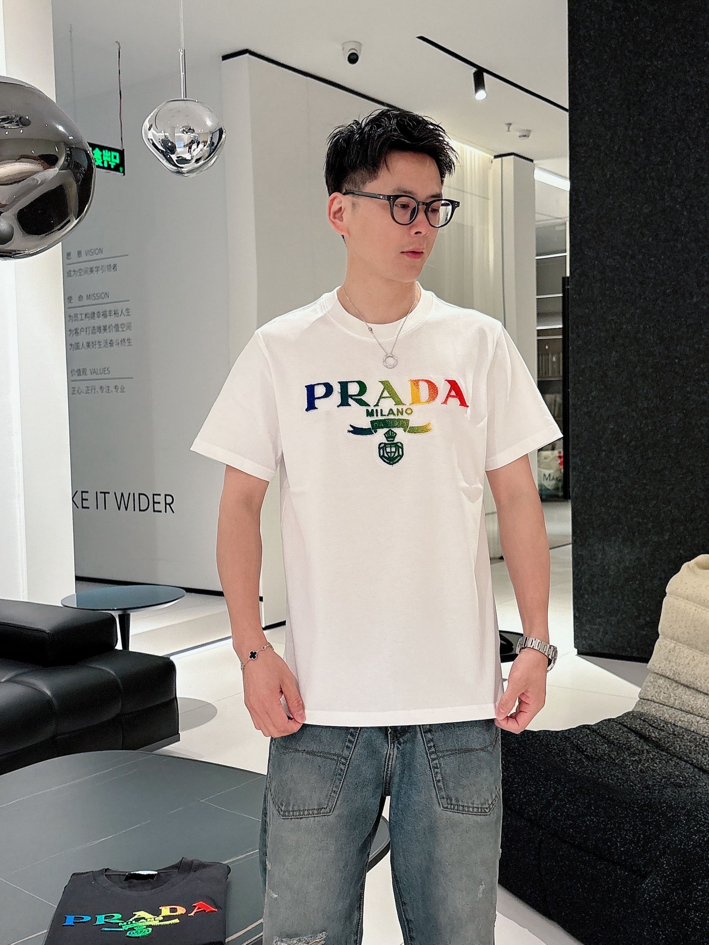 Prada Milano Logo T-Shirt - Comfortable Cotton Tee for Men, Casual Style 1 i1740736410079 8082 0 0