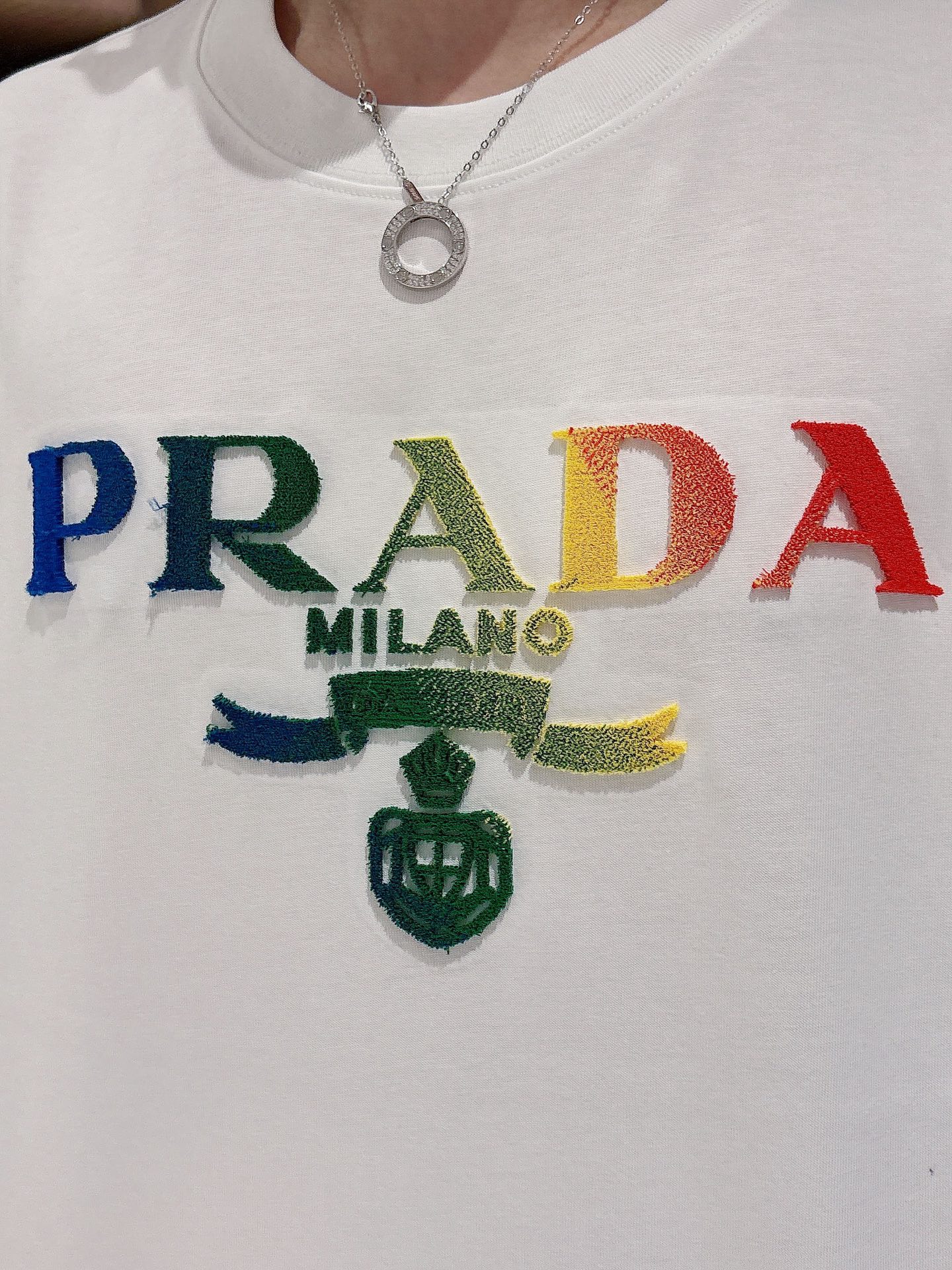 Prada Milano Logo T-Shirt - Comfortable Cotton Tee for Men, Casual Style 4 i1740736410110 8725 0 3