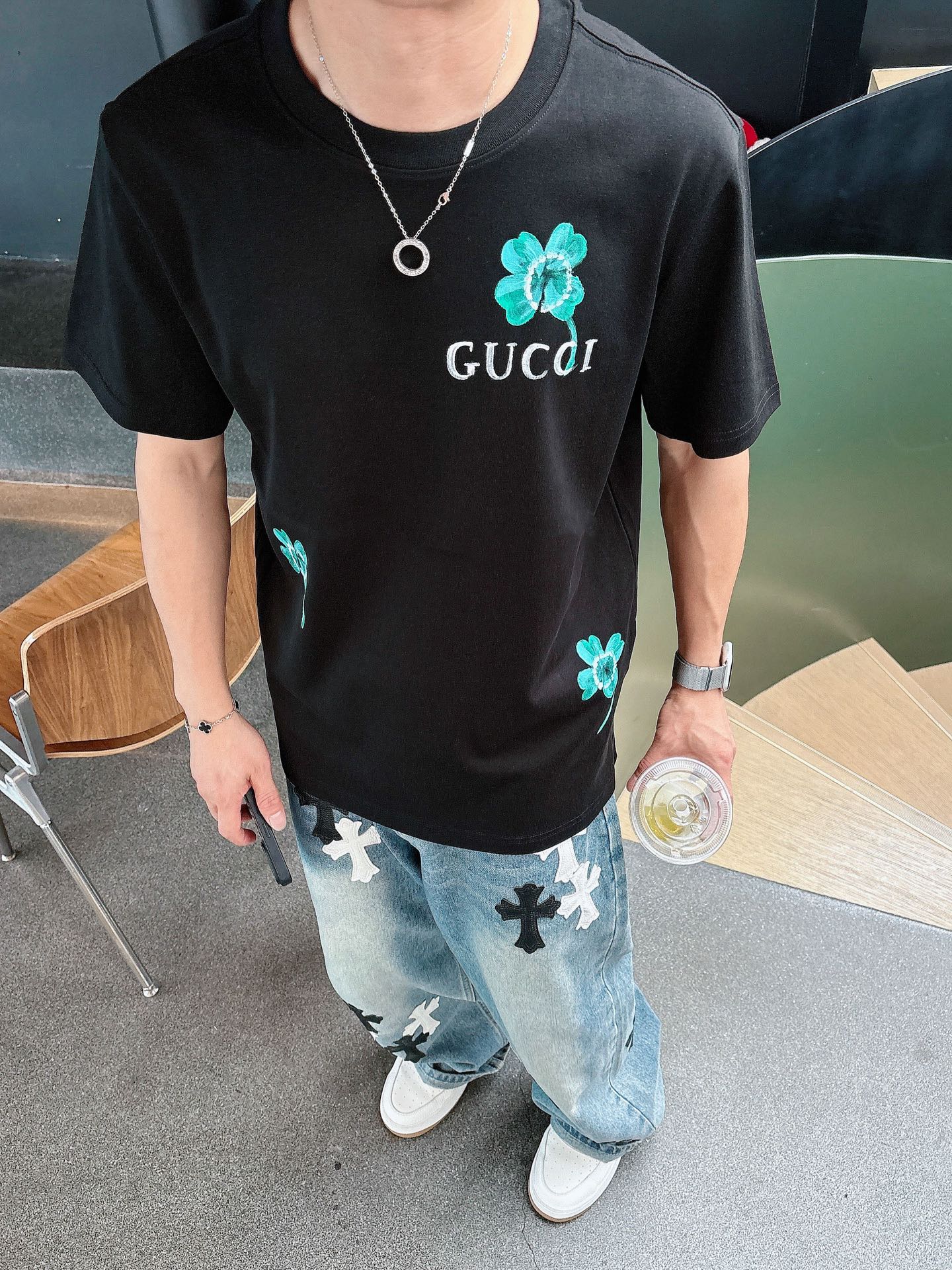 。Gucci 古驰💥独家专供新款原单男士休闲短袖 高端定制 高版本 时尚百搭爆款⚠️⚠️✨✨进口面料 手