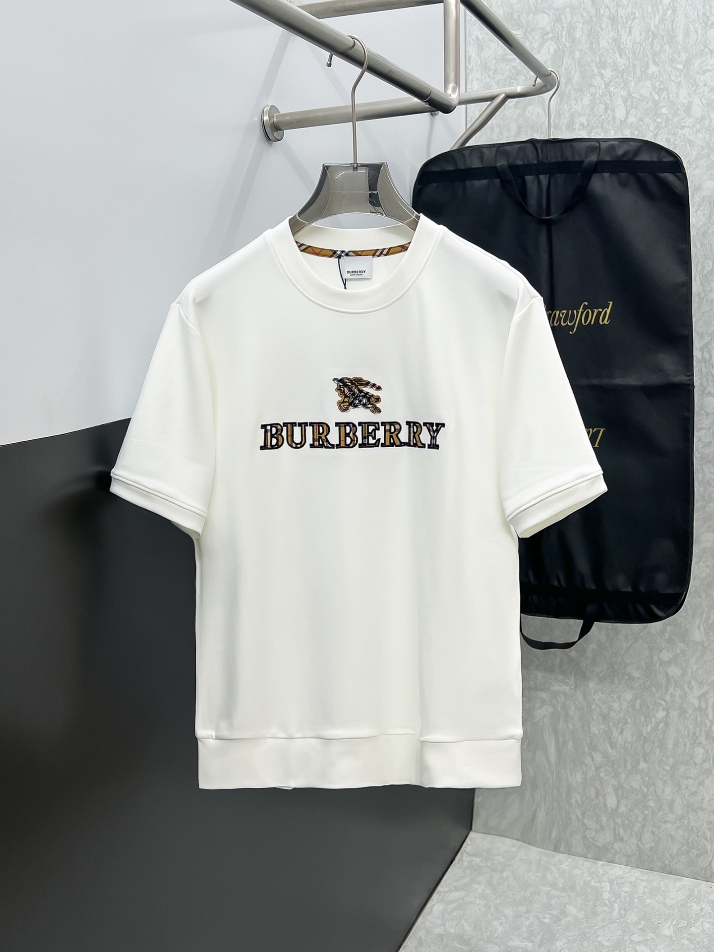 Burberry White Logo Short Sleeve Sweatshirt
