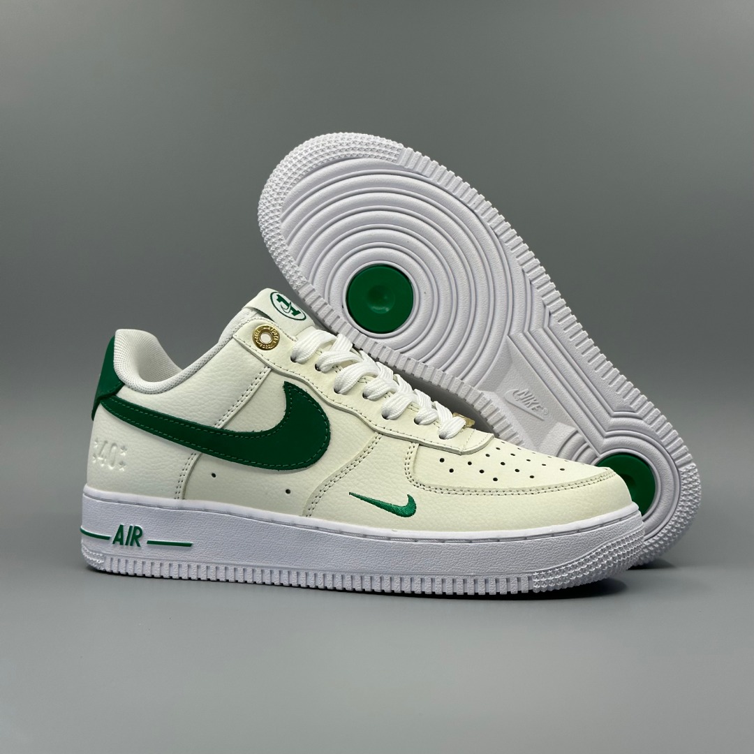 (气垫款带半码)耐克Nike Air Force 1‘07 SE 空军一号低帮百搭休闲运动板鞋 颜色:40周年白绿 货号:658-101