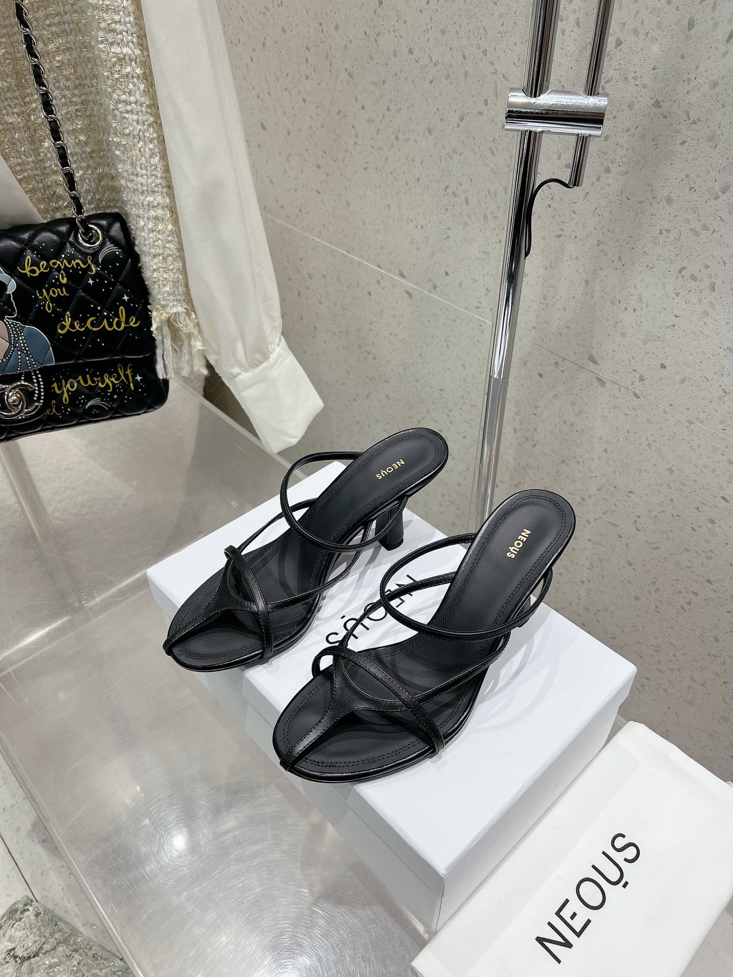 NO:441844,Niche trendy brand NEOUS mesh round toe thin strap high heel slippers imported calfskin inner cowhide, outsole imported genuine leather sole 7.5cm heels high size 35-39 (40 custom made without return or exchange), high heels slippers, high heels, slippers, cowhide, Leather soles19860909小众潮牌NEOUS 网状圆头细带高跟拖鞋 鞋面进口小牛皮 内里牛皮 大底进口真皮大底 7.5cm跟高 码数35-39（40定做不退换）,高跟鞋拖鞋,high heels,slippers,cowhide,Leather soles,Women's Shoes