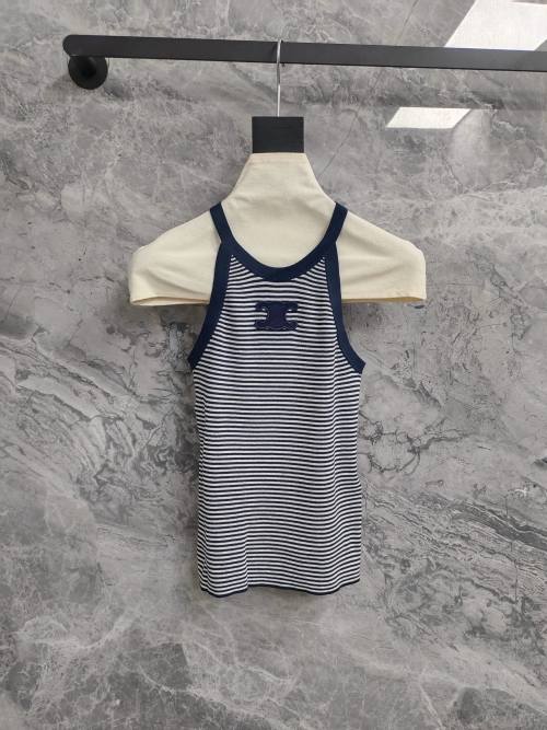 Celine Striped Cotton Tank Top, Classic Blue and White, Summer Essential 1 Celine Striped Cotton Tank Top, Classic Blue and White, Summer Essential