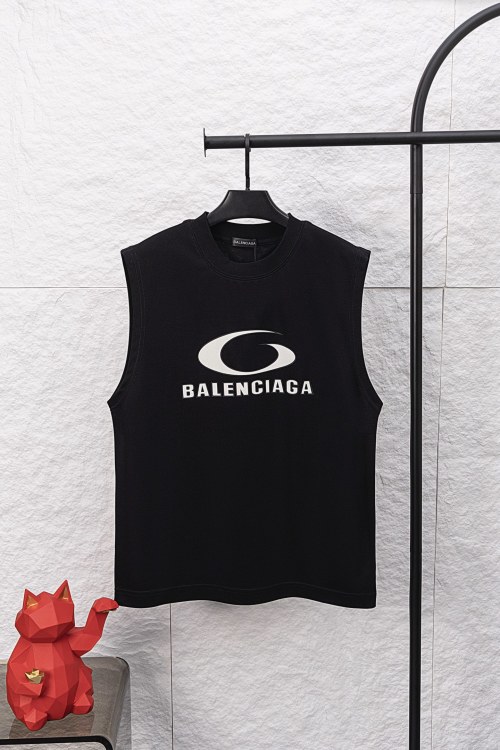 Balenciaga Sleeveless T-Shirt, Cotton Blend, Casual Style, Versatile Top 1 Balenciaga Sleeveless T-Shirt, Cotton Blend, Casual Style, Versatile Top