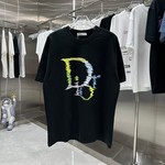 Dior mirror quality
 Clothing T-Shirt Black Red Rose White Printing Unisex Spring Collection Short Sleeve