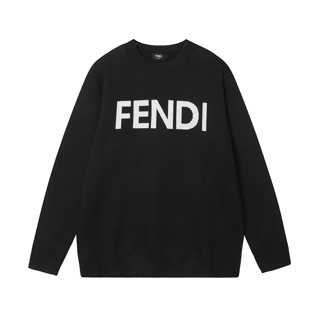 Fendi Clothing Knit Sweater White Unisex Cotton Knitted Knitting Wool Fall Collection