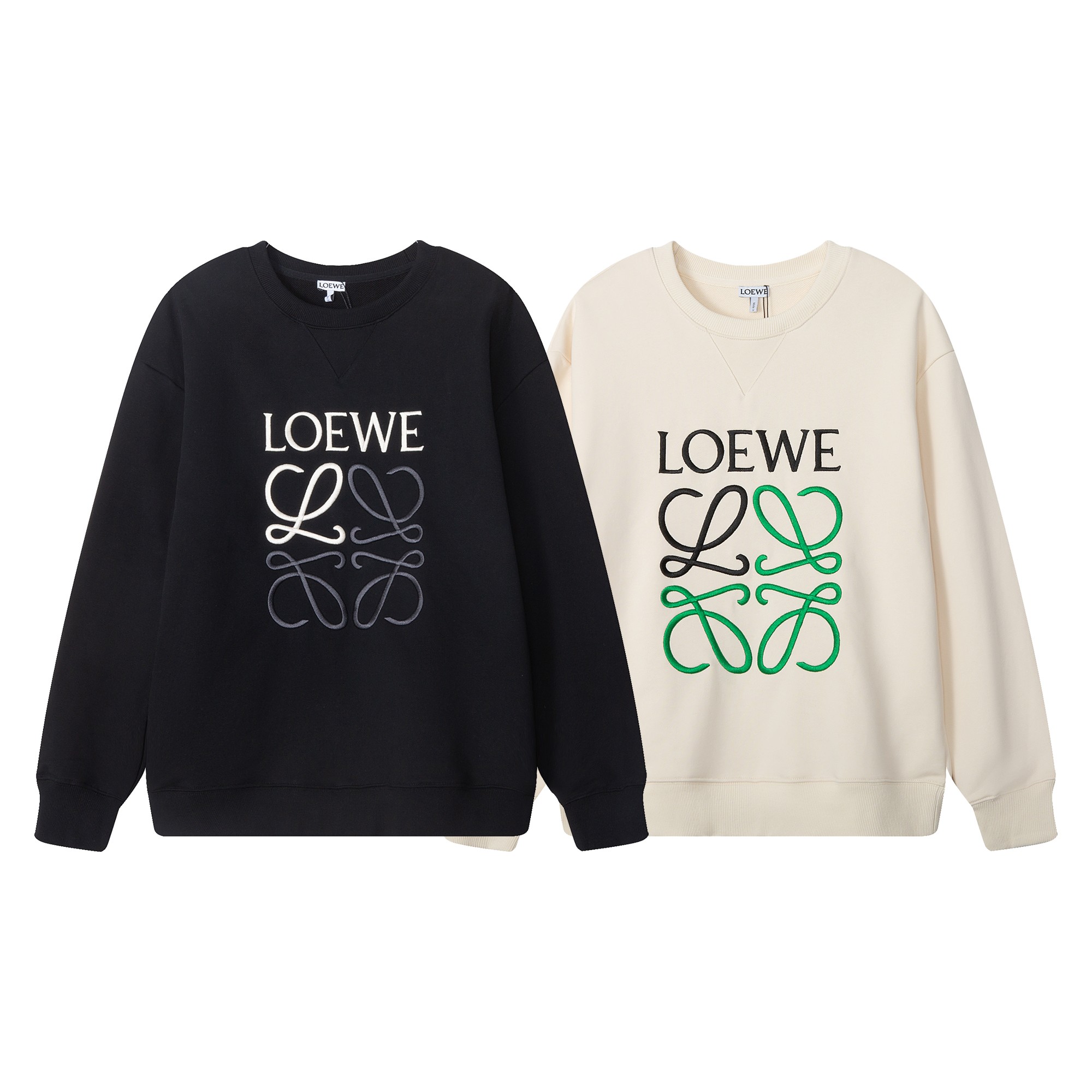 🅿️140 #006款，高端定制，最高品质版本Loewe*家刺绣logo圆领卫衣，采用独家定制480g原版1:1双股双纱纯棉面料，定织定染同缸无色差罗纹，定制1:1辅料，三标齐全，Oversize宽松版型，做工精细高弹不变形，男女同款，…