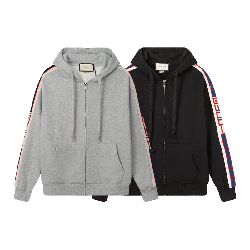 #723, alta personalización, versión de máxima calidad, sudadera con capucha y cremallera con cinta de logo de GU*, conf…