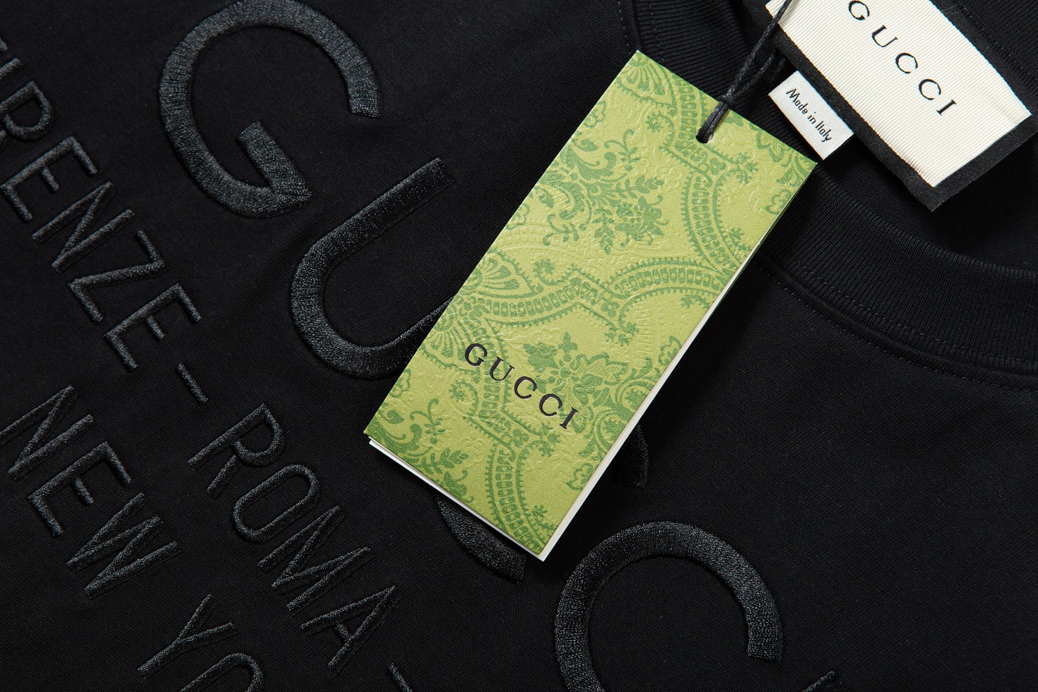 GUCCI 古驰纯色logo字母刺绣圆领短袖T恤 黑色/杏色