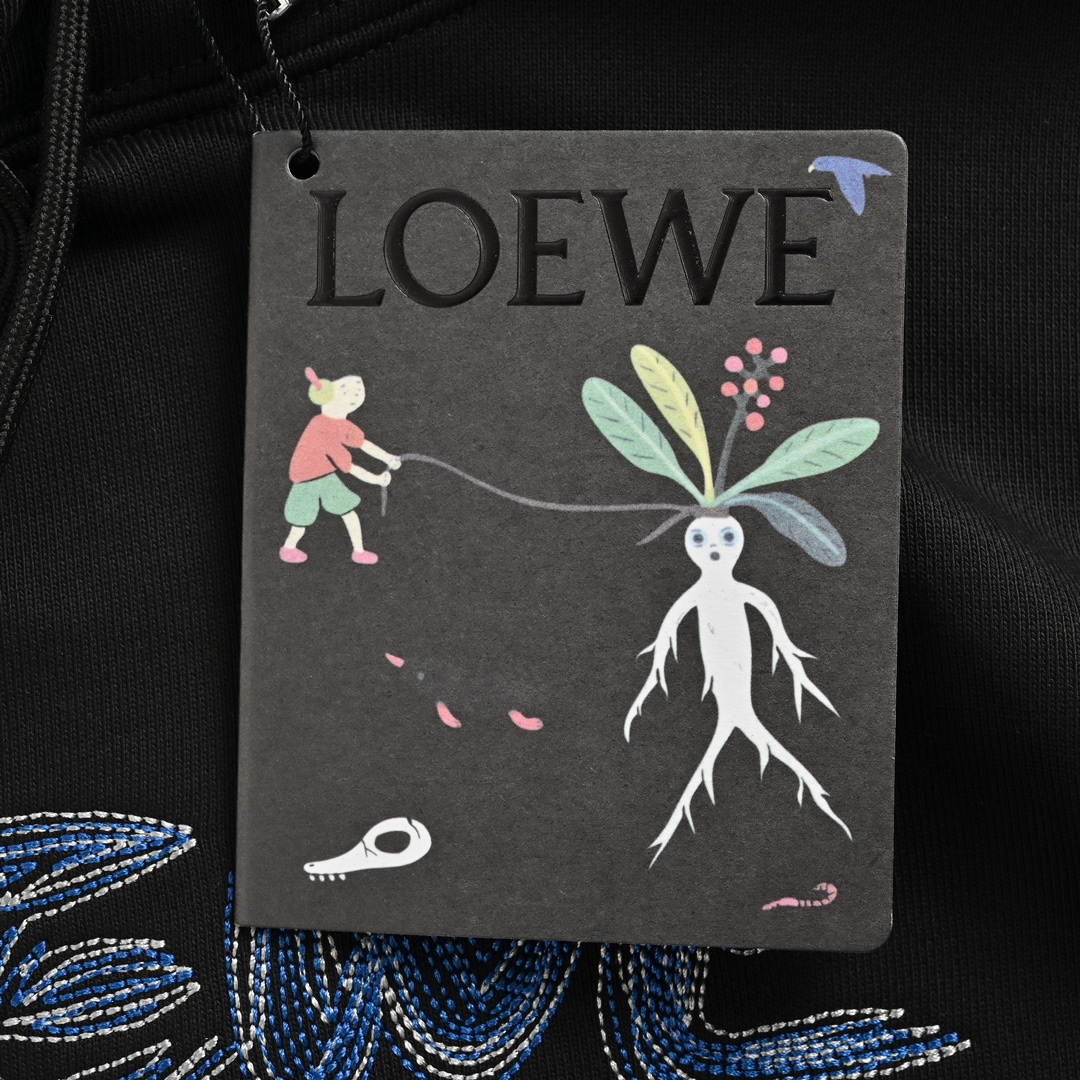 Loewe/罗意威 24Fw 线条logo刺绣连帽卫衣