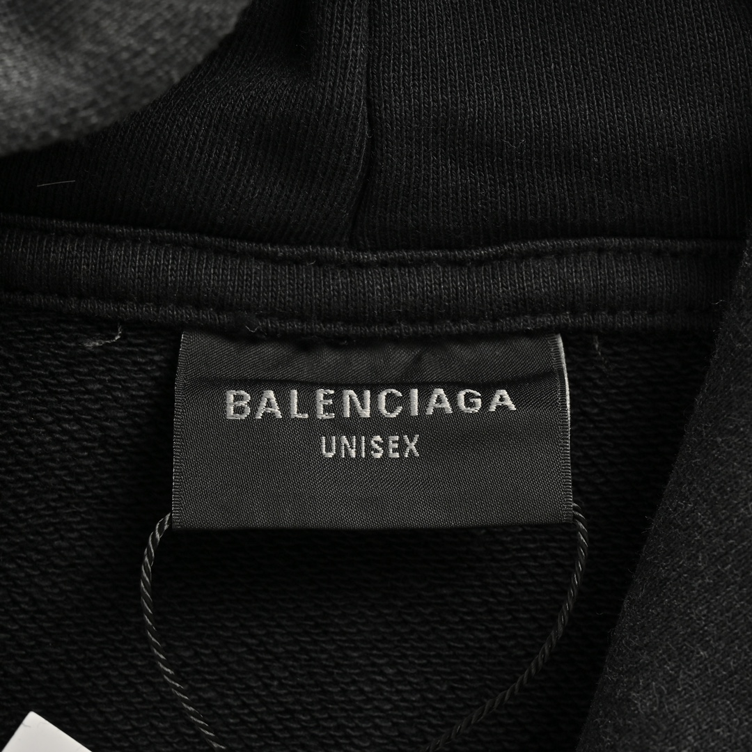 Balenciaga/巴黎世家 24Fw 铁塔印花水洗连帽卫衣