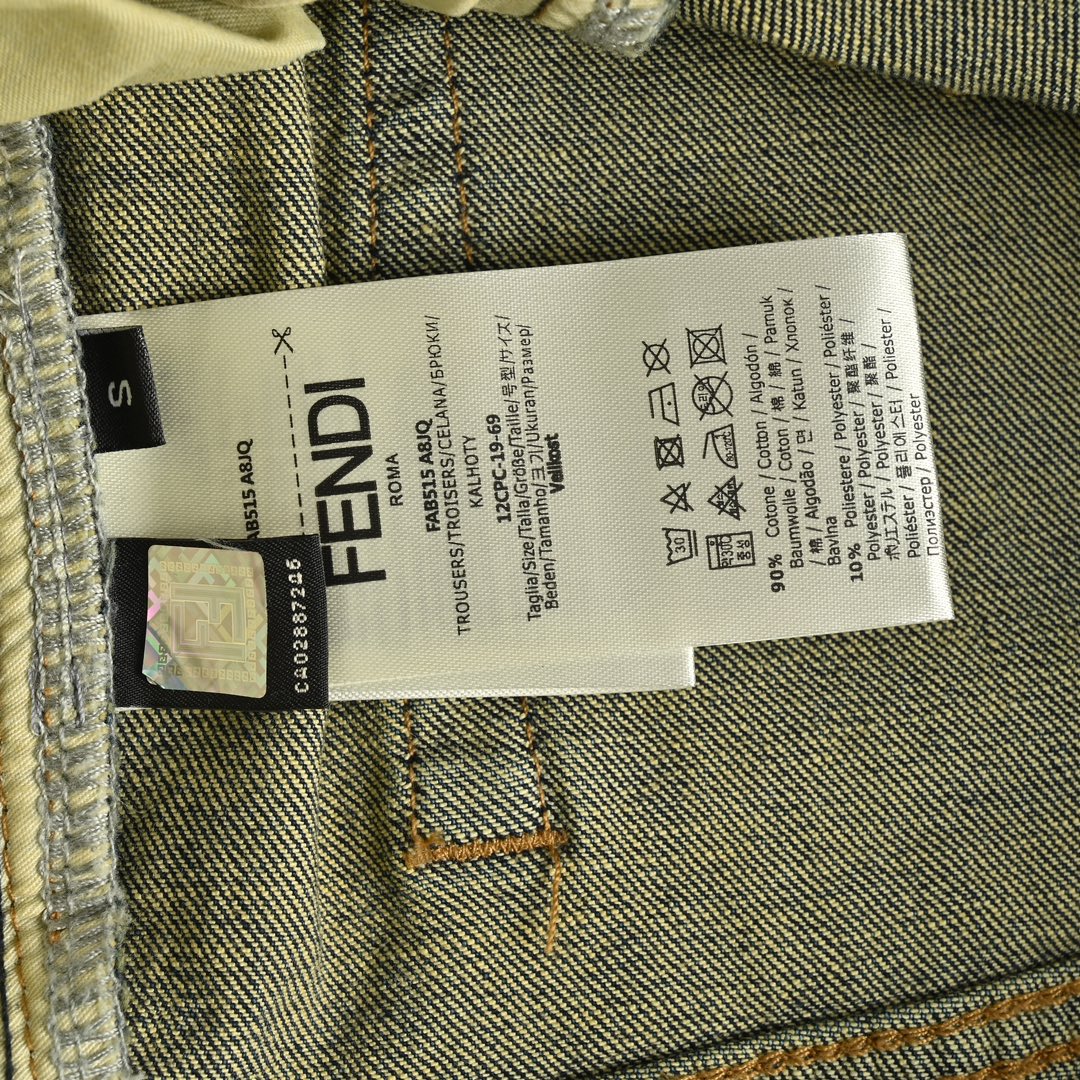 Fendi/芬迪 24Fw 彩色刺绣字母牛仔裤