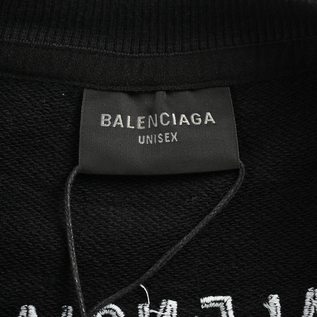 Balenciaga /巴黎世家 24Fw 重工洗水做旧双B刺绣套装卫衣