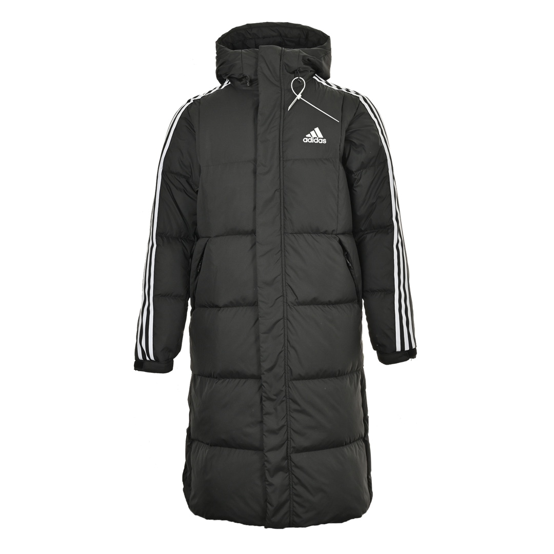 Adidas / 阿迪达斯3ST Long Coat 纯色印花连帽长款羽绒服
款号 HN2099.2098
整衣结合正品独有的3D立体剪裁工艺，衣袖经典三条纹碰撞时尚斜衍缝，过膝的长版设计合体不臃肿，再加上此系列户外+运动的年轻化设计理念，上身效果绝对的经典且惊艳！
1.织带独家定织，采用与正品工艺一致双线斜衍缝！
2.面料采用正品一致代工厂出定织聚酯纤维高透超柔面料，手感更佳柔软舒适。
3.辅料使用开模定制还原zp所有细节！拉链采购YKK正品。
4.整衣使用80%白鸭绒，充绒量为220-280g，600+的蓬松度，给你无与伦比的保暖性。
5.口袋、挡风片、内里立领 、口袋盖，内里打在柔和磨毛工艺，成就柔和保暖的质感。下摆两侧按扣，提高活动自由度，可调节袖口松紧灵活，贴合御寒。

我们从不生产低质低价产品，用心提供高质量性价比！给您最完美的体验感！
Size:XS-XL