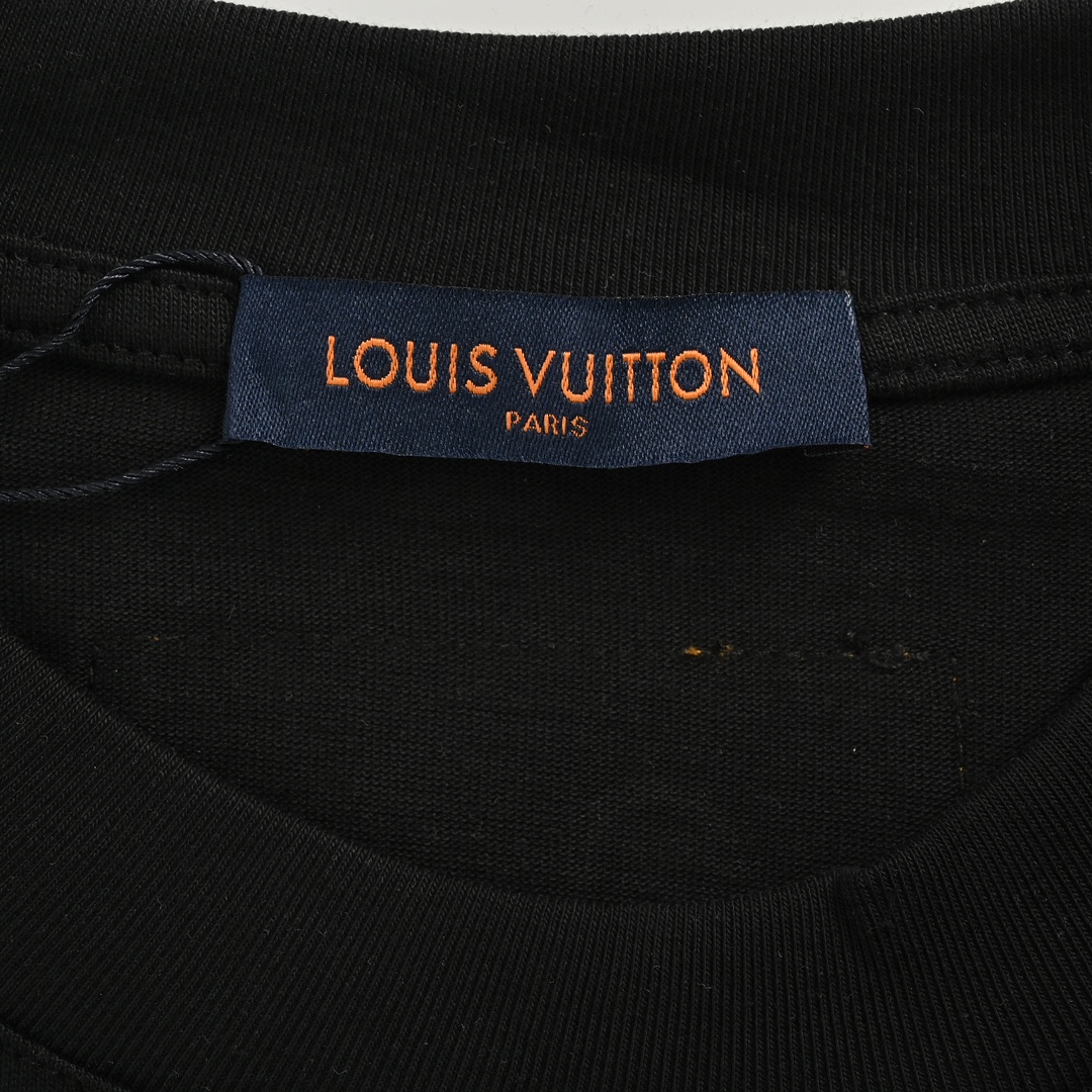 Louis Vuitton/路易威登24ss 大logo内嵌老花花纹刺绣长袖T恤