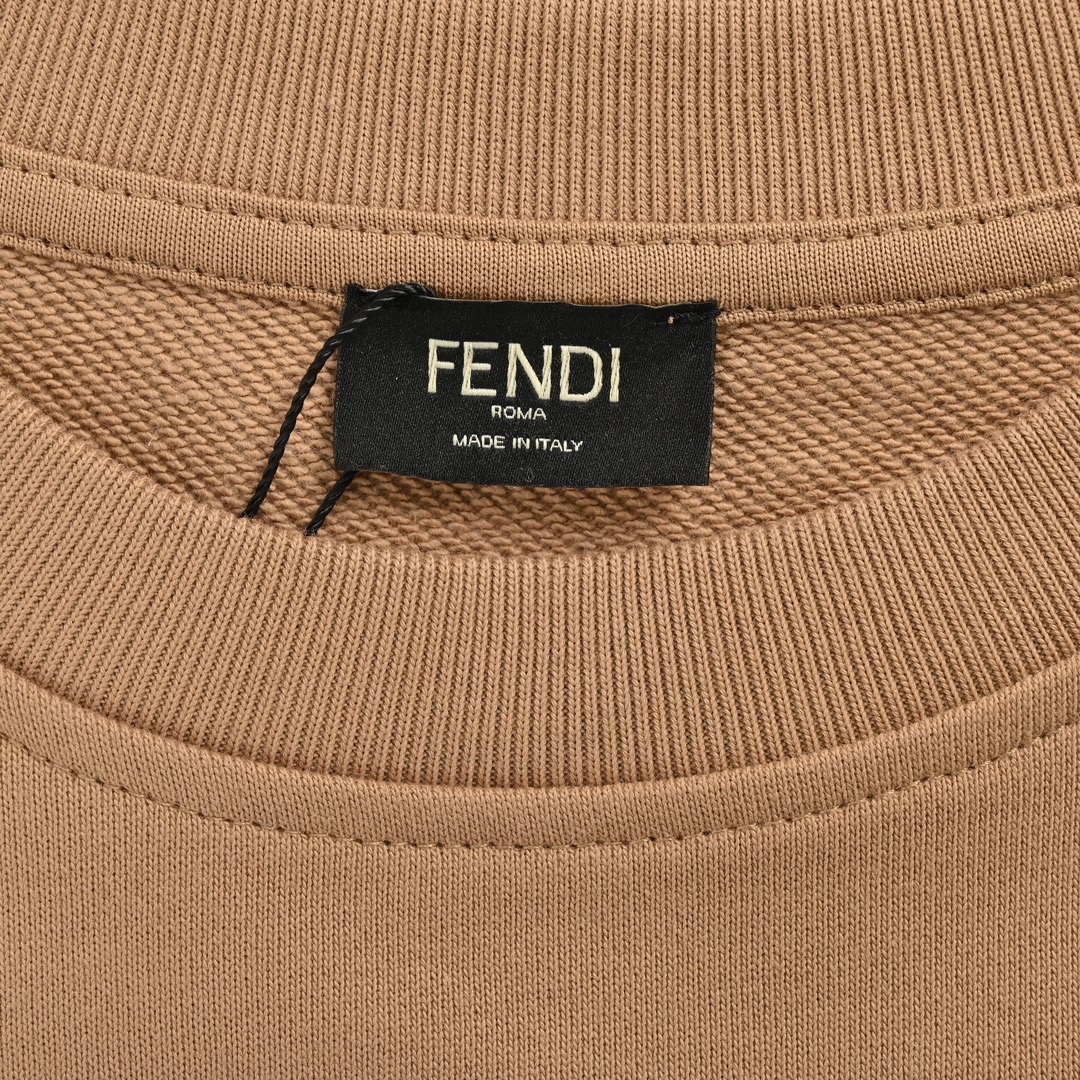 Fendi/芬迪 24Fw FF皮革饰边拉链口袋圆领卫衣