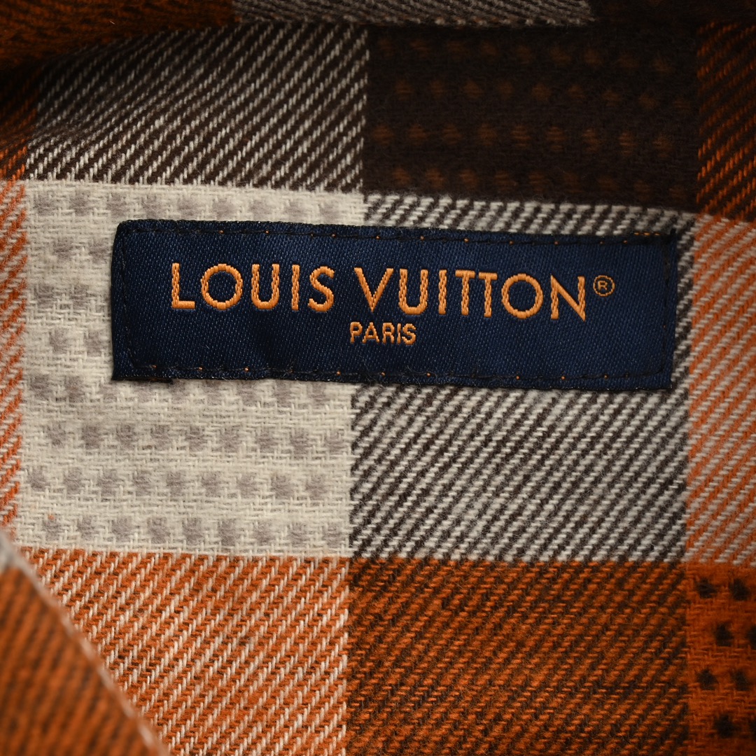 Louis Vuitton/路易威登 24Fw 橙色棋盘格提花法兰绒衬衫