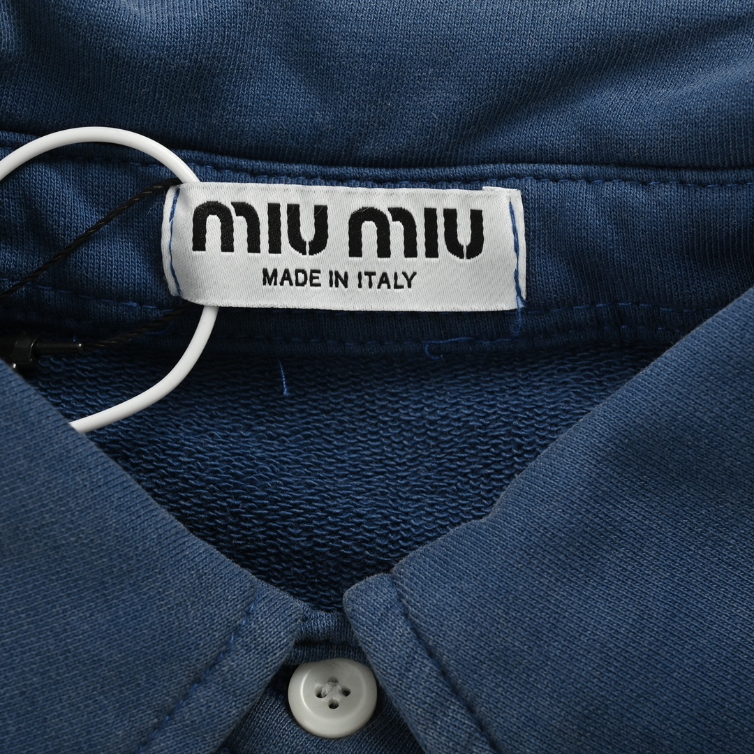 Miu Miu/缪缪 24Fw 贴布绣字母小标翻领水洗卫衣