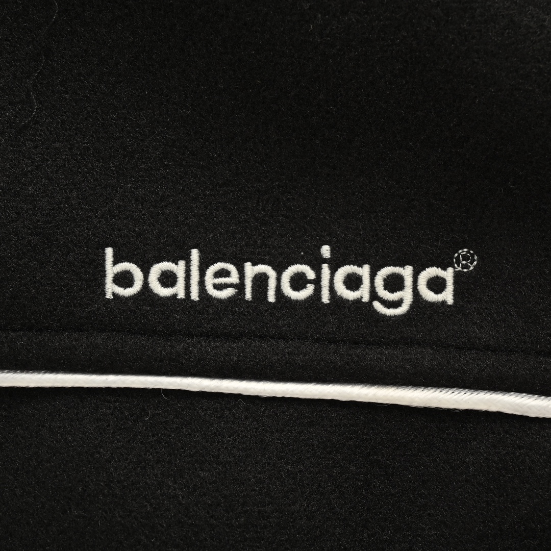 Balenciaga/巴黎世家 刺绣拼接拉链立领毛呢外套