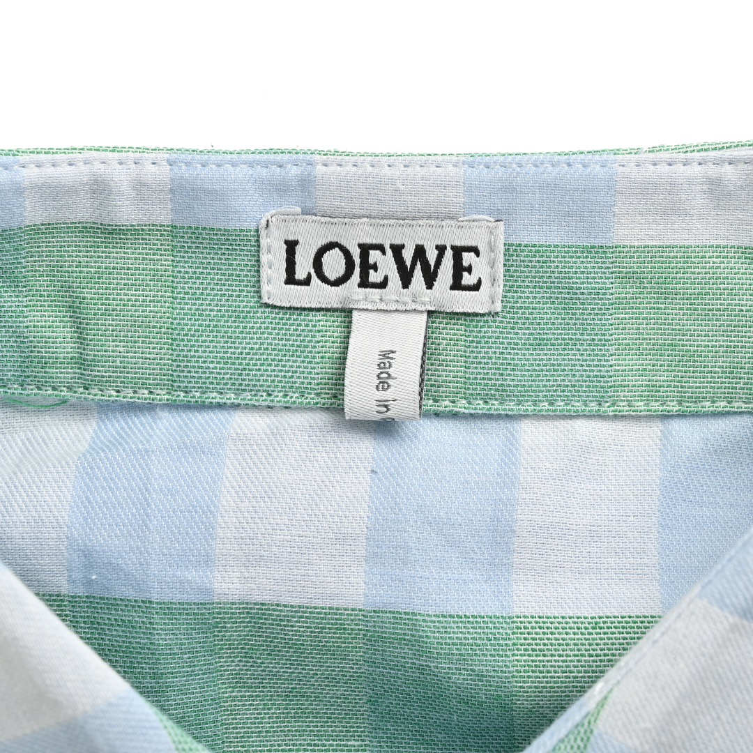 Loewe/罗意威 24Fw 薄荷曼波绿格纹衬衫 2024 LOEWE新款轻盈提花格纹棉质衬衫