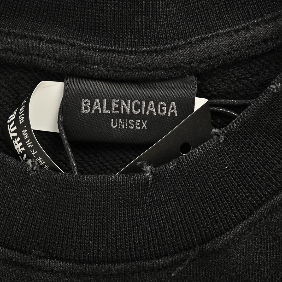 Balenciaga/巴黎世家 24Fw 字母标语印花水洗圆领卫衣