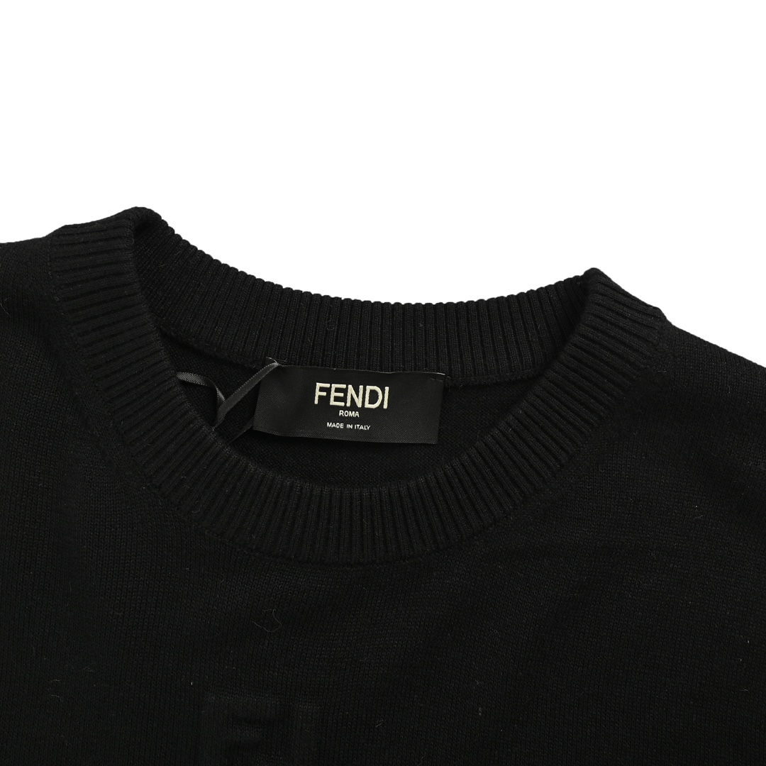 Fendi/芬迪 24Fw FF浮雕压花毛衣 定制60支至尊超细超柔羊毛混纺锦缎