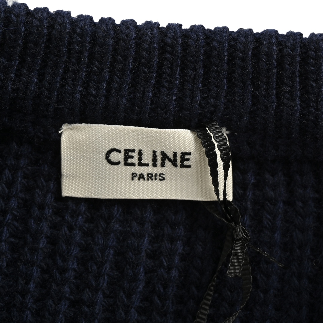 Celine/赛琳 24Fw 毛线镂空字母圆领毛衣 慵懒宽大版型