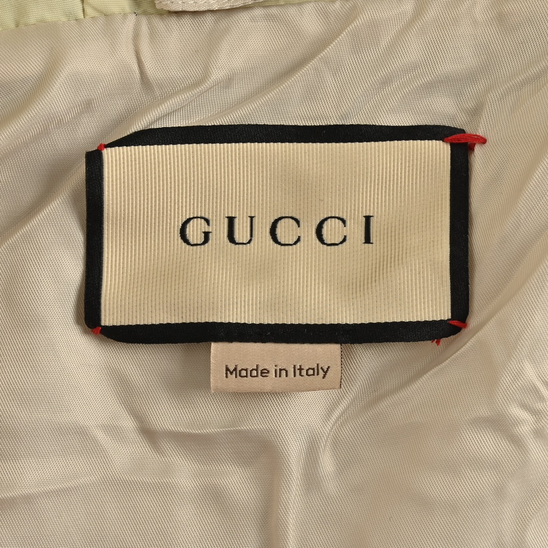 Gucci/古驰 双G满印拼接袖子可拆卸夹棉连帽外套