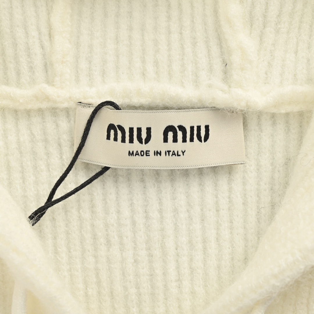 Miu Miu/缪缪 24Fw 贴布logo刺绣拉链毛衣外套