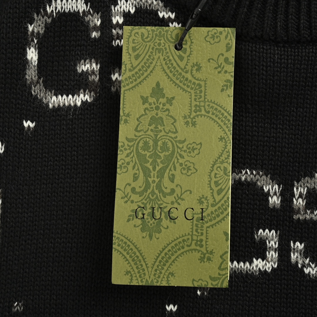 Gucci/古驰 24Fw 经典双G互扣提花圆领毛衣