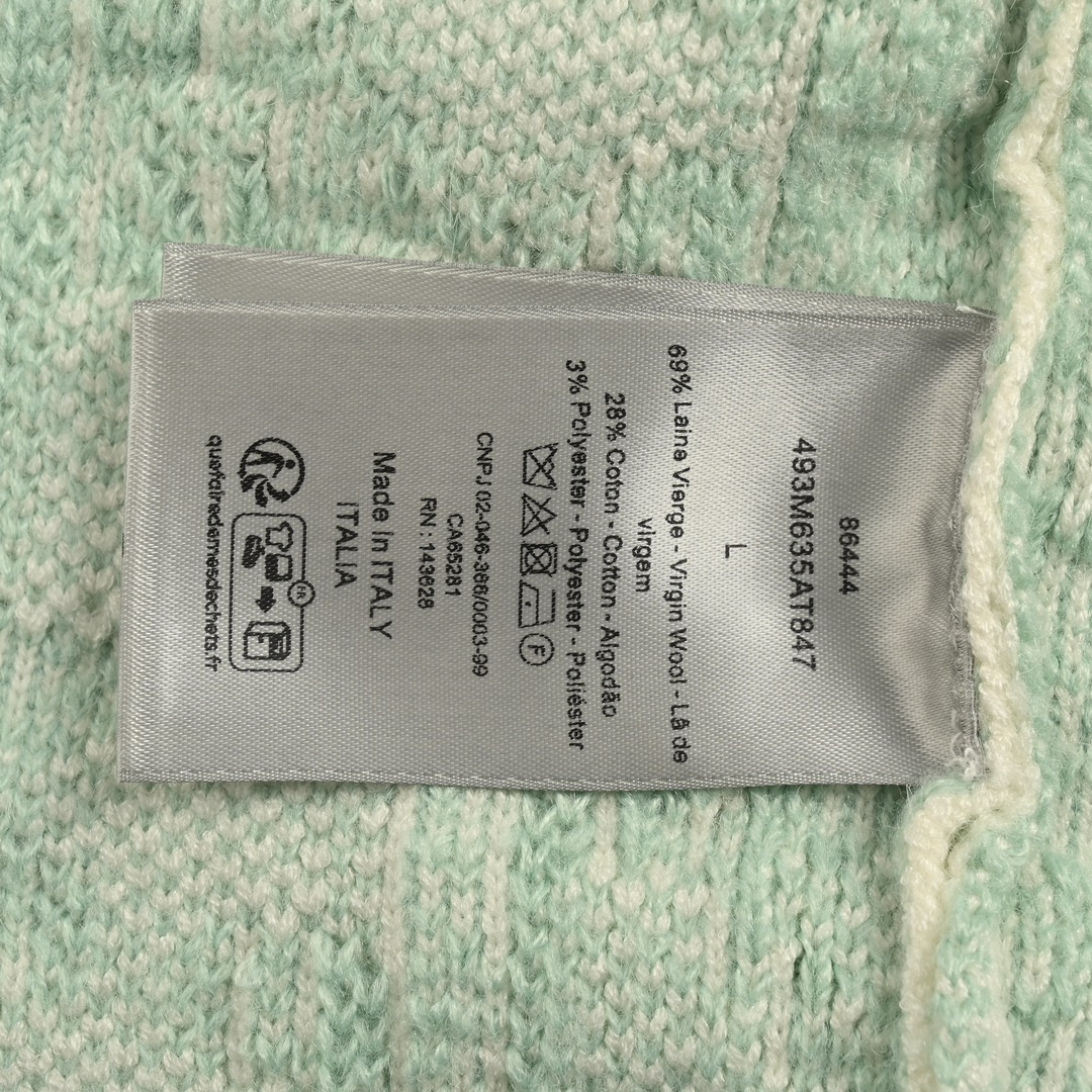 Dior/迪奥 24Fw 重工满幅CD提花袖肩斜拉链毛衣 蓝色浅绿色
