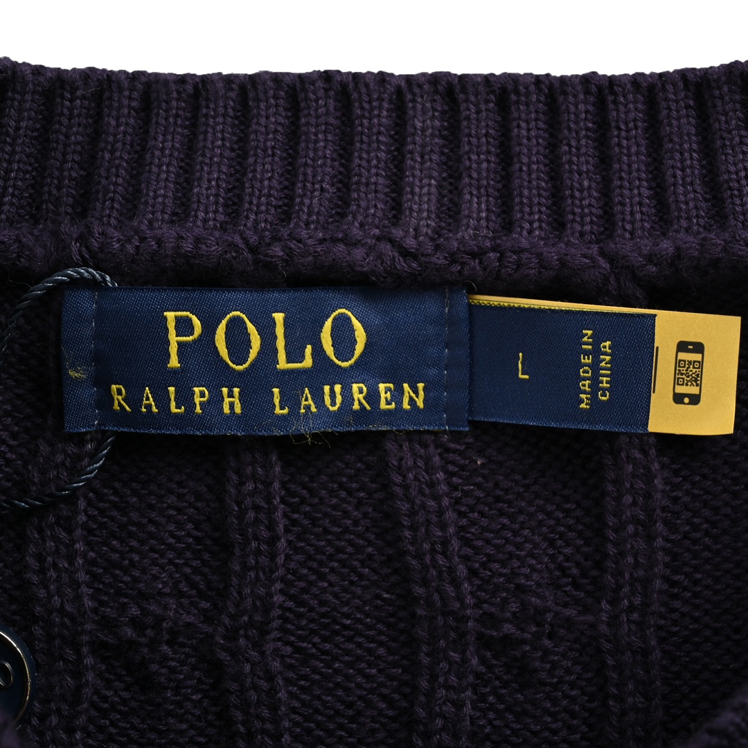 Ralph Lauren/拉夫劳伦 25Fw 绞花粗针混纺圆领毛衣藏青色 卡其色 灰色 白色