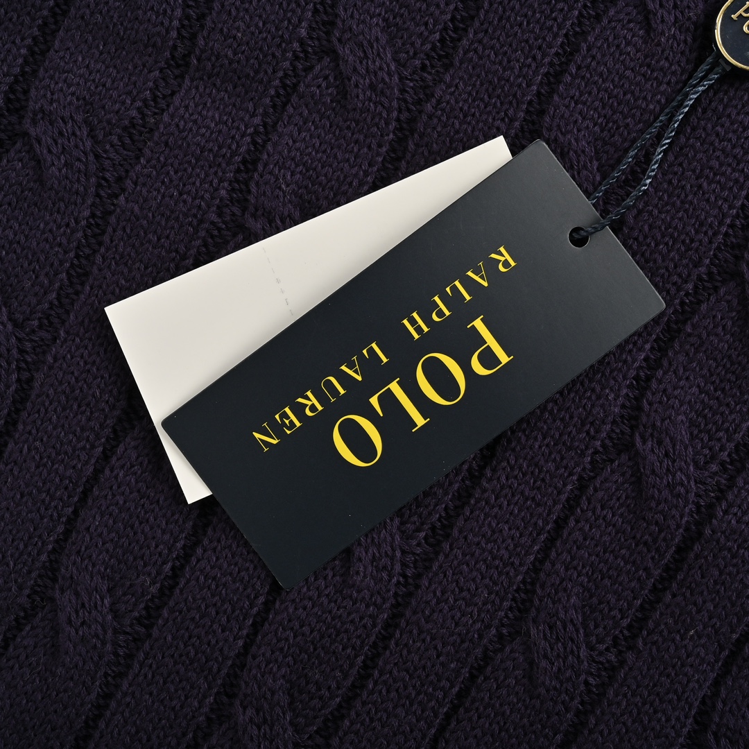 Ralph Lauren/拉夫劳伦 25Fw 绞花粗针混纺圆领毛衣藏青色 卡其色 灰色 白色