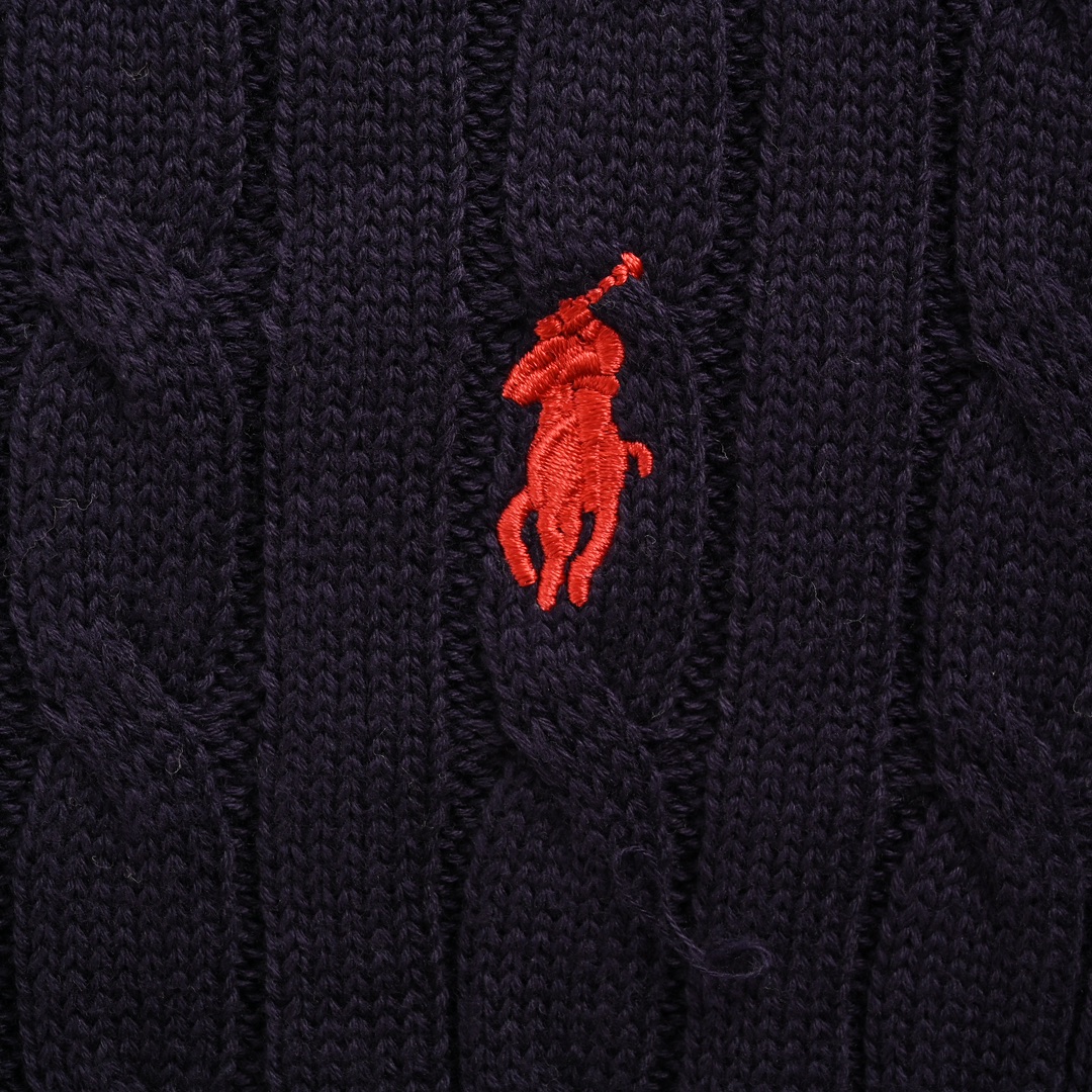 Ralph Lauren/拉夫劳伦 25Fw 绞花粗针混纺圆领毛衣藏青色 卡其色 灰色 白色