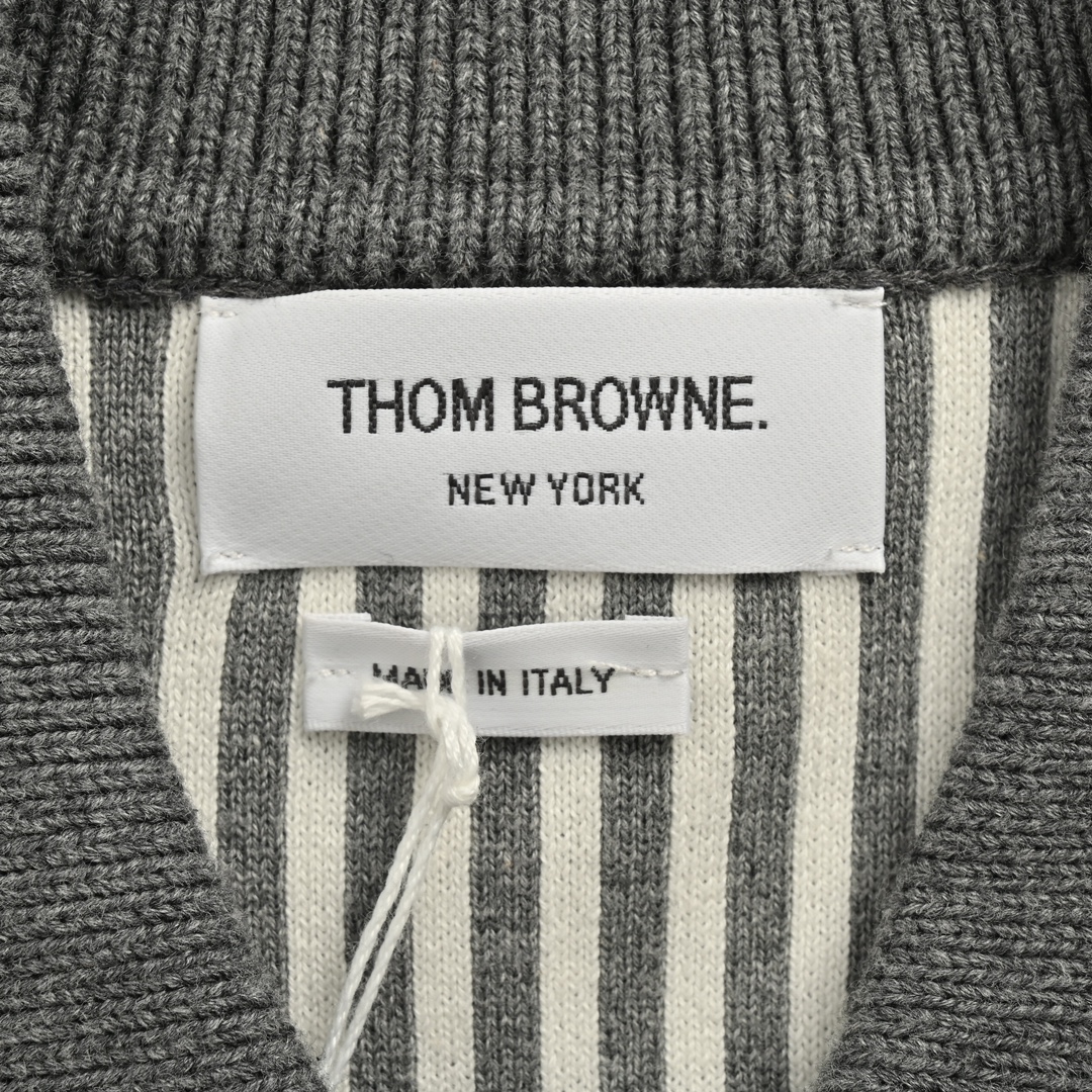 Thom Browne/汤姆布朗 24Fw 条纹翻领针织夹克外套