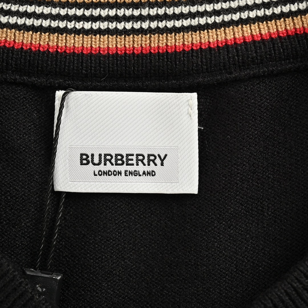 Burberry/巴宝莉 手臂补丁格纹圆领毛衣