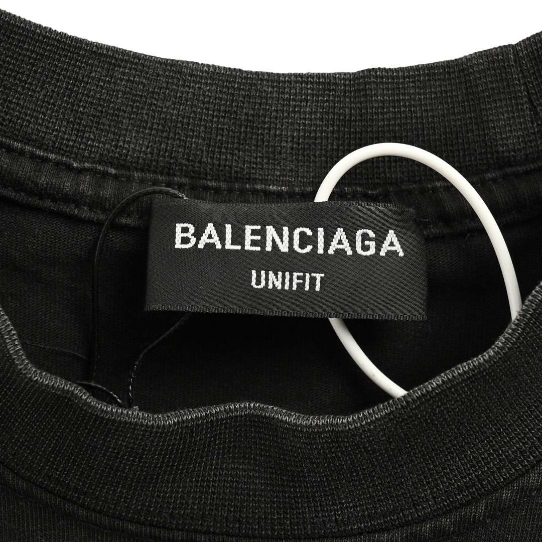 Balenciaga/巴黎世家 蝙蝠侠刺绣拼接格子假两件长袖T恤