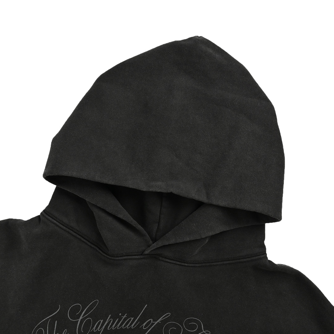 Balenciaga/巴黎世家 24Fw 铁塔印花水洗连帽卫衣