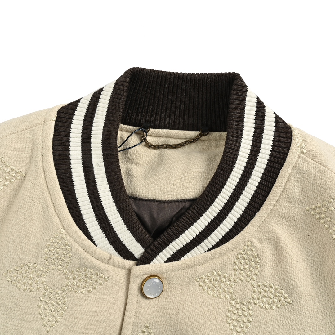 Louis Vuitton/路易威登 24Fw 刺绣老花拼皮棒球服外套