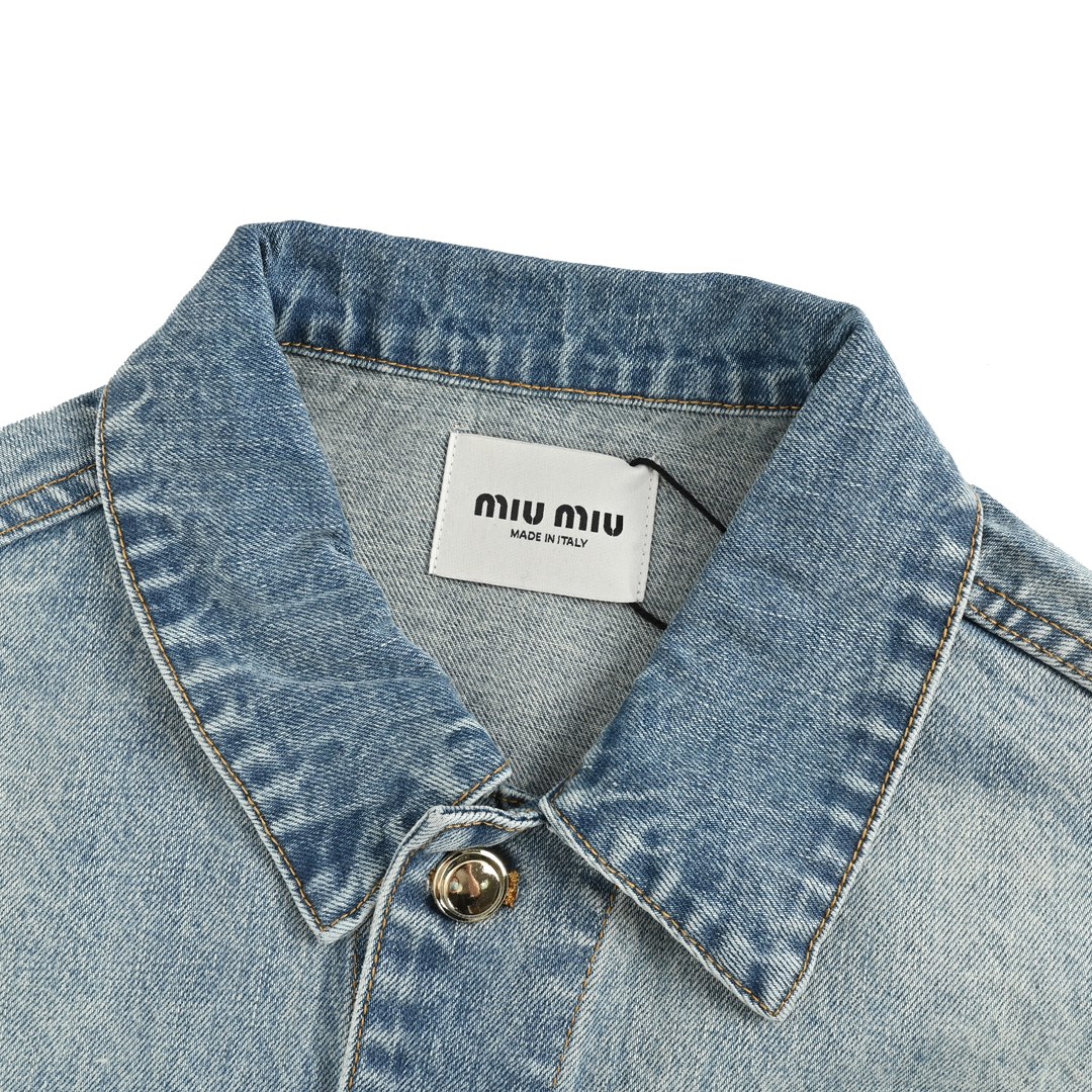 Miu Miu/缪缪 贴布绣丹宁牛仔夹克外套