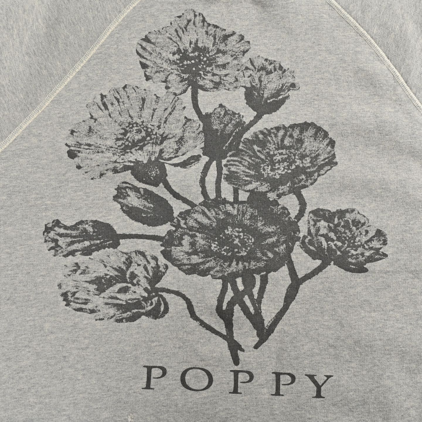 SAINT MICHAEL 24FW POPPY花卉做旧印花圆领卫衣