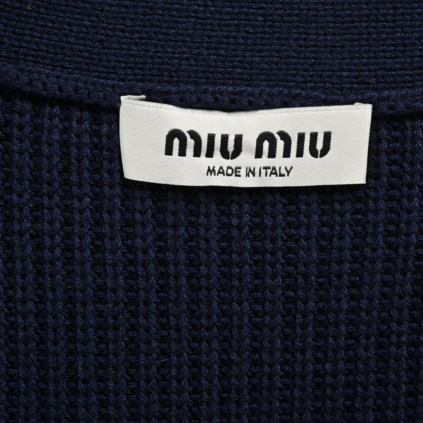 Miu Miu/缪缪羊毛羊绒混纺白蓝撞色开衫