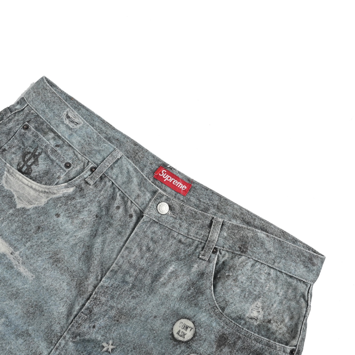 Supreme & HJR 艺术家联名错视涂鸦印花牛仔裤
