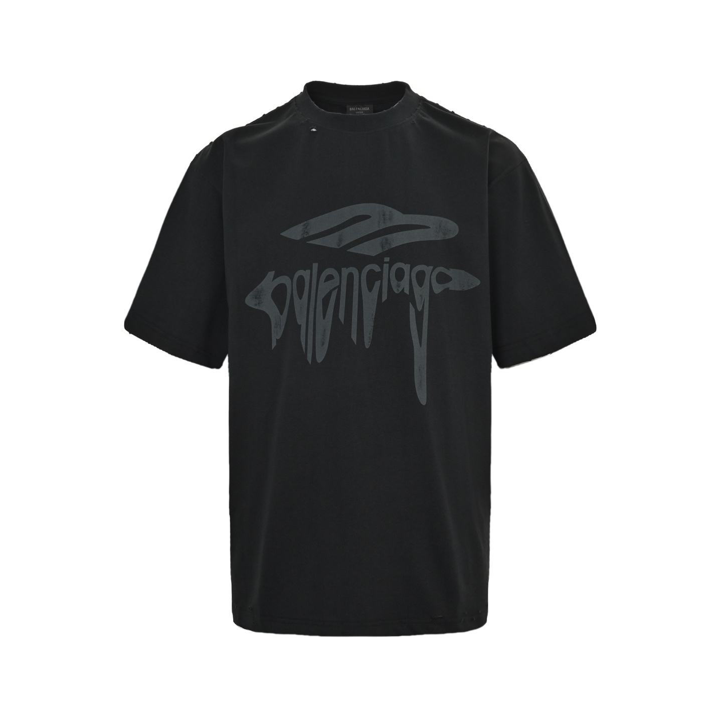 Balenciaga/巴黎世家 25ss logo溶解磨破短袖