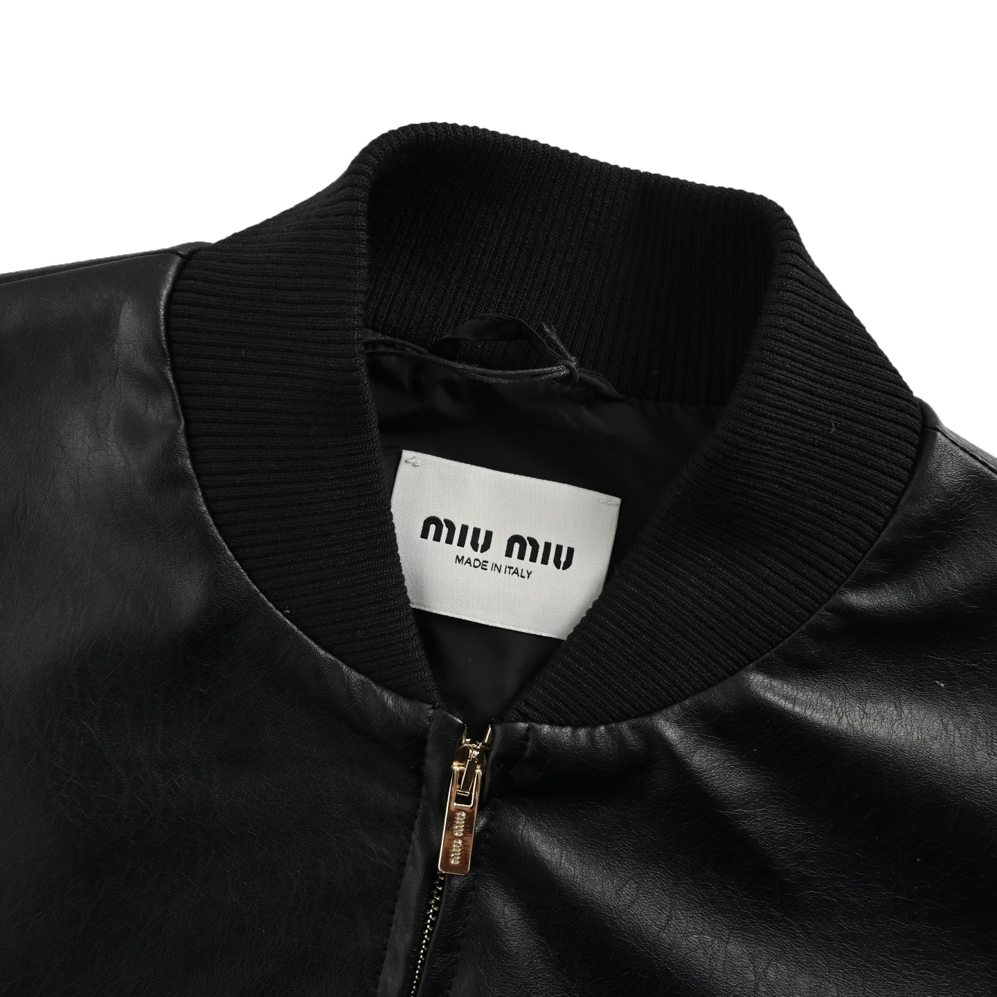 Miu Miu/缪缪 24Fw 贴绣徽标立领皮衣外套